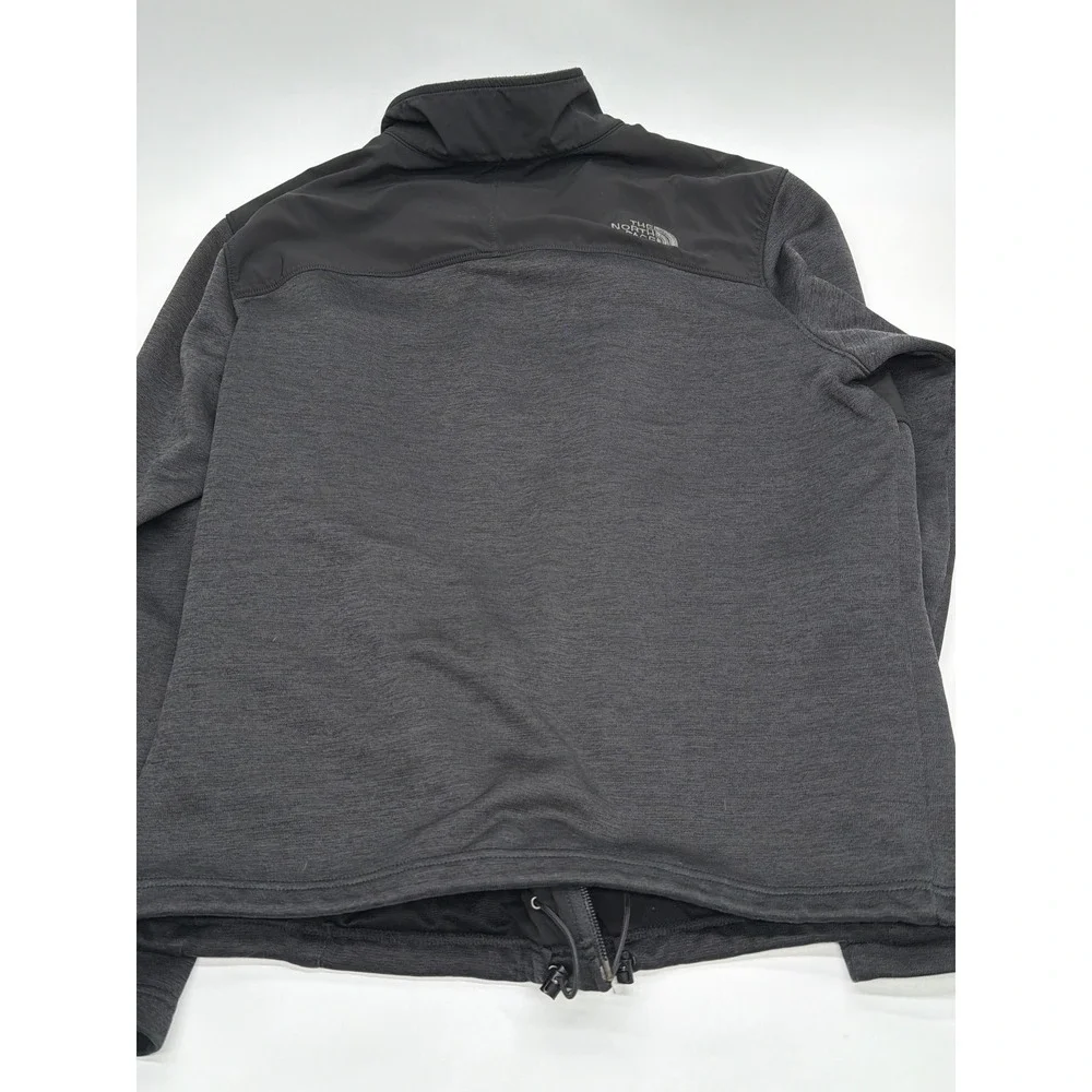 The North Face Mens Large Full Zip Hybrid Fleece Softshell Jacket Black Grey